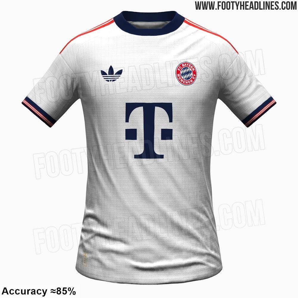 leyu官网-拜仁26/27客场球衣谍照：白色为主搭配三叶草logo，经典队徽回归